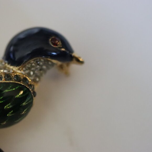 Vintage SPHINX England Rhinestone Enamel Bird Brooch Pin - Picture 2 of 3
